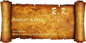 Radler Kitti névjegykártya